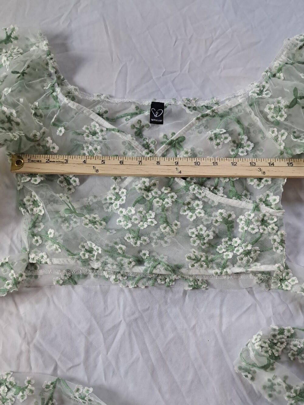Windsor Sheer Floral Embroidered Wrap Top Fairy Cottage Coquette Garden Party M - Picture 12 of 15